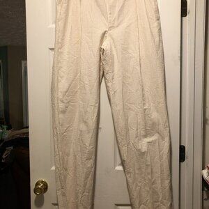 Alan lebow men's new cream 100%cotton casual pants size: 36/unfinished (36)